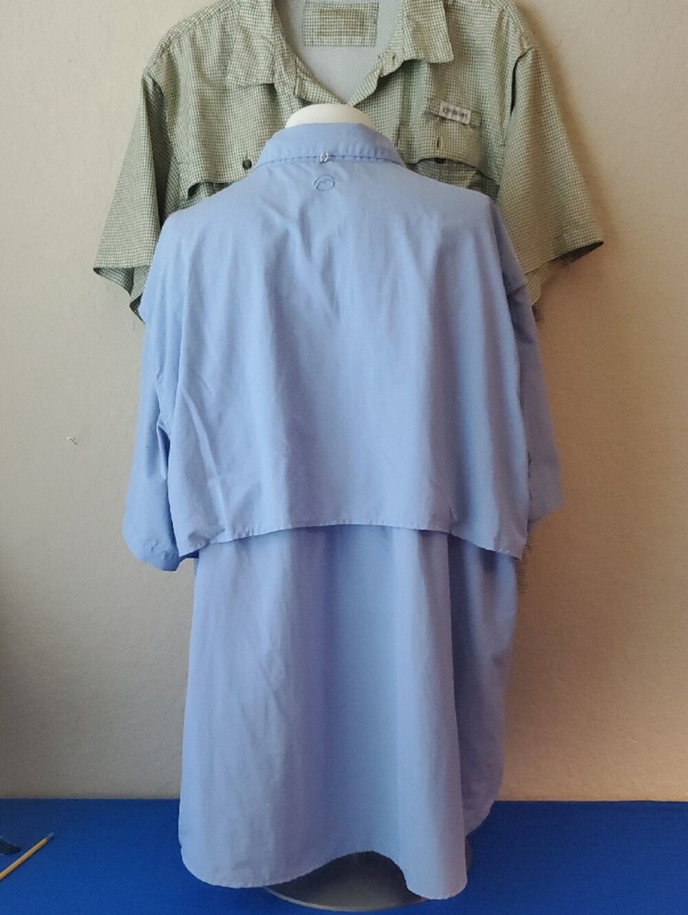Lot of 2 Magellan Outdoors Fishing Shirts 3XL Light Blue Gingham Plaid Fish Gear - Picture 4 of 10